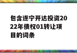 包含遂宁开达投资2022年债权01转让项目的词条