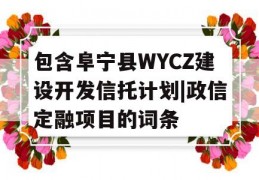 包含阜宁县WYCZ建设开发信托计划|政信定融项目的词条