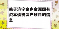 关于济宁金乡金源国有资本债权资产项目的信息