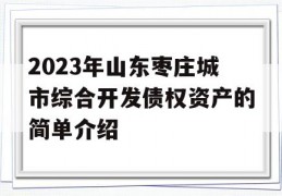 2023年山东枣庄城市综合开发债权资产的简单介绍