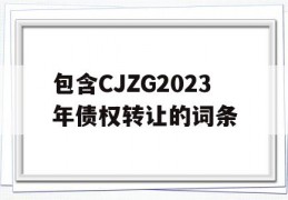 包含CJZG2023年债权转让的词条