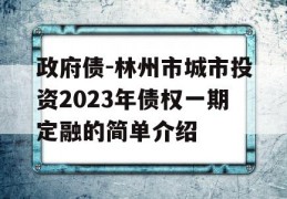 政府债-林州市城市投资2023年债权一期定融的简单介绍