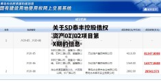 关于SD泰丰控股债权资产01/02项目第X期的信息