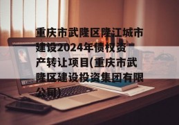 重庆市武隆区隆江城市建设2024年债权资产转让项目(重庆市武隆区建设投资集团有限公司)