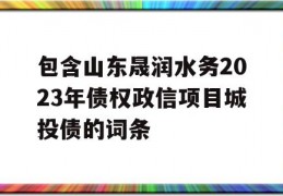 包含山东晟润水务2023年债权政信项目城投债的词条