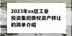 2023年xx区工业投资集团债权资产转让的简单介绍