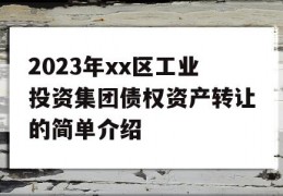 2023年xx区工业投资集团债权资产转让的简单介绍