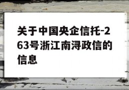 关于中国央企信托-263号浙江南浔政信的信息