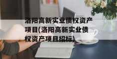 洛阳高新实业债权资产项目(洛阳高新实业债权资产项目招标)