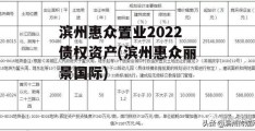 滨州惠众置业2022债权资产(滨州惠众丽景国际)