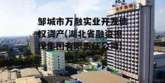 邹城市万融实业开发债权资产(湖北省融资担保集团有限责任公司)