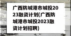 广西防城港市城投2023融资计划(广西防城港市城投2023融资计划招聘)