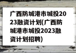 广西防城港市城投2023融资计划(广西防城港市城投2023融资计划招聘)