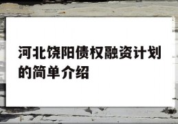 河北饶阳债权融资计划的简单介绍