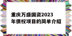 重庆万盛国资2023年债权项目的简单介绍