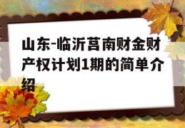 山东-临沂莒南财金财产权计划1期的简单介绍