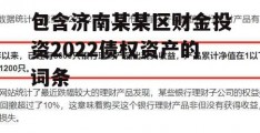 包含济南某某区财金投资2022债权资产的词条