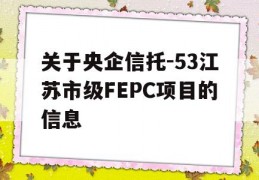 关于央企信托-53江苏市级FEPC项目的信息