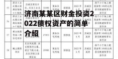 济南某某区财金投资2022债权资产的简单介绍