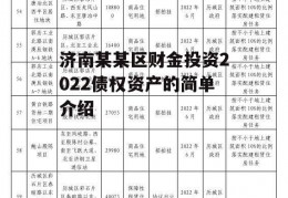 济南某某区财金投资2022债权资产的简单介绍