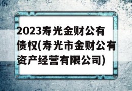 2023寿光金财公有债权(寿光市金财公有资产经营有限公司)