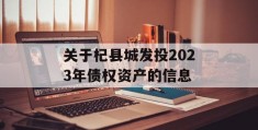 关于杞县城发投2023年债权资产的信息