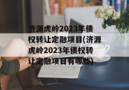 济源虎岭2023年债权转让定融项目(济源虎岭2023年债权转让定融项目有哪些)