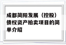 成都简阳发展（控股）债权资产拍卖项目的简单介绍