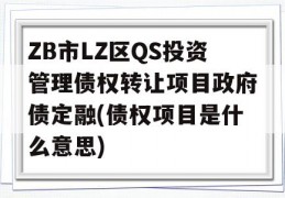 ZB市LZ区QS投资管理债权转让项目政府债定融(债权项目是什么意思)