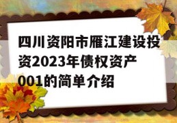 四川资阳市雁江建设投资2023年债权资产001的简单介绍