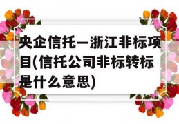 央企信托—浙江非标项目(信托公司非标转标是什么意思)