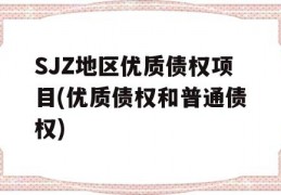 SJZ地区优质债权项目(优质债权和普通债权)