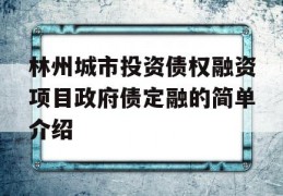 林州城市投资债权融资项目政府债定融的简单介绍