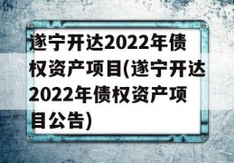 遂宁开达2022年债权资产项目(遂宁开达2022年债权资产项目公告)