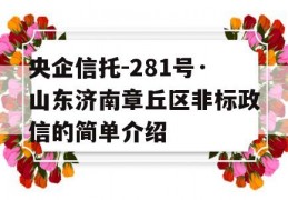 央企信托-281号·山东济南章丘区非标政信的简单介绍