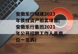 安徽乐行城建2023年债权资产拍卖项目(安徽乐行集团2021年公开招聘工作人员岗位一览表)