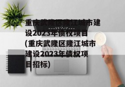 重庆武隆区隆江城市建设2023年债权项目(重庆武隆区隆江城市建设2023年债权项目招标)