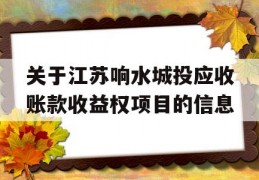 关于江苏响水城投应收账款收益权项目的信息