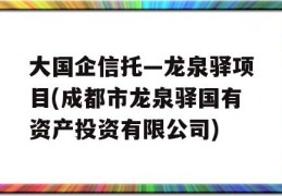 大国企信托—龙泉驿项目(成都市龙泉驿国有资产投资有限公司)