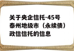 关于央企信托-45号泰州地级市（永续债）政信信托的信息