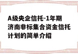 A级央企信托-1年期济南非标集合资金信托计划的简单介绍