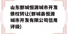 山东鄄城恒源城市开发债权转让(鄄城县恒源城市开发有限公司信用评级)