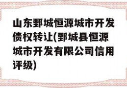 山东鄄城恒源城市开发债权转让(鄄城县恒源城市开发有限公司信用评级)