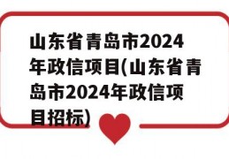 山东省青岛市2024年政信项目(山东省青岛市2024年政信项目招标)