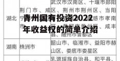 青州国有投资2022年收益权的简单介绍