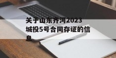 关于山东齐河2023城投5号合同存证的信息