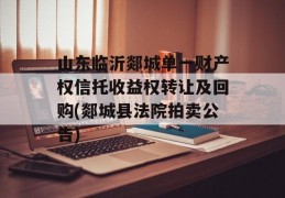 山东临沂郯城单一财产权信托收益权转让及回购(郯城县法院拍卖公告)