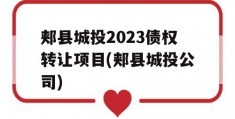 郏县城投2023债权转让项目(郏县城投公司)