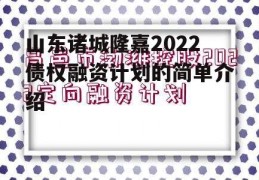 山东诸城隆嘉2022债权融资计划的简单介绍