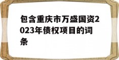 包含重庆市万盛国资2023年债权项目的词条